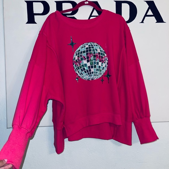 Fantastic Fawn Sweaters - Fantastic Fawn Let’s Go Girls Pink Sequin Graphic Sweatshirt